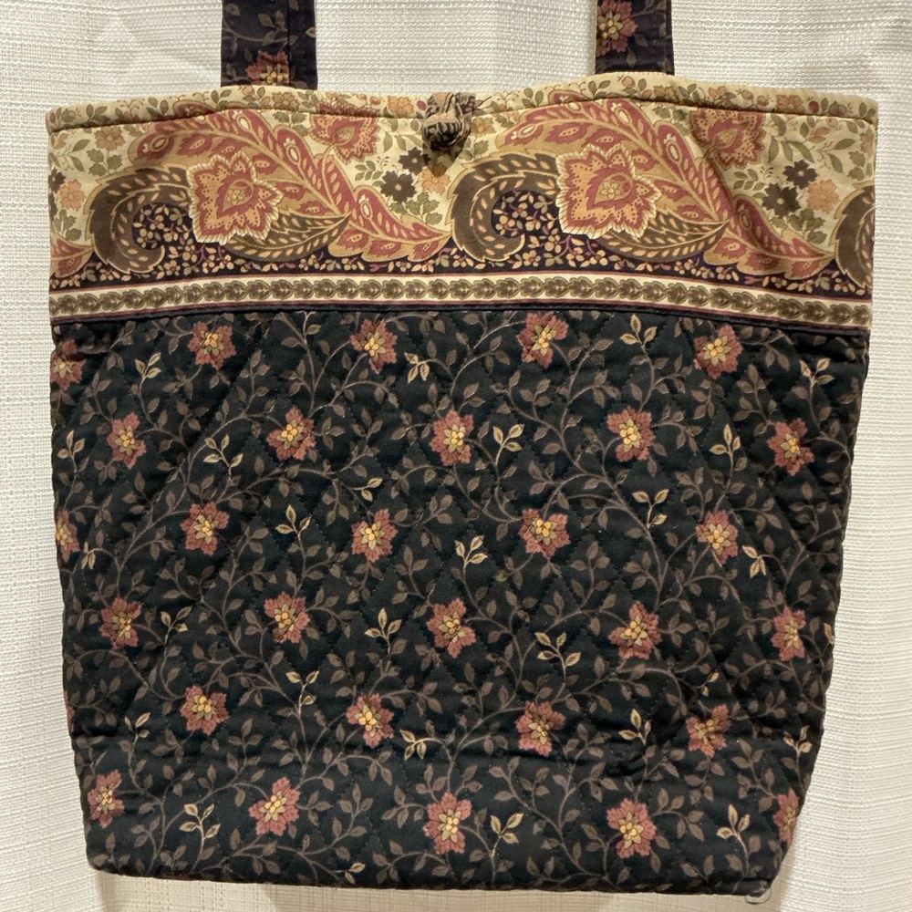 Stylish Vintage Vera Bradley Large Cottage Bag in Black Walnut